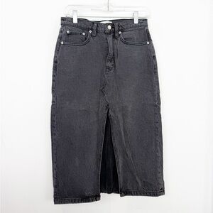 Abercrombie & Fitch Black Denim Mid Rise Front Slit Skirt Size 2 26